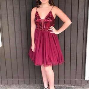 Blondie, size 1 burgundy dress with sequins